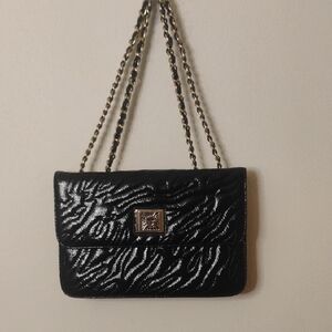 Anne Klein Black shoulder bag with a gold-tone chain strap and logo